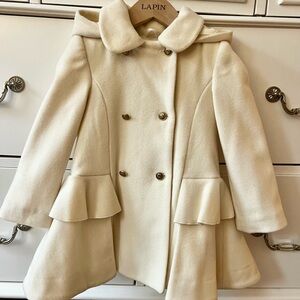 NWT Lapin House Wool Cream Kids Pea Coat Stunning